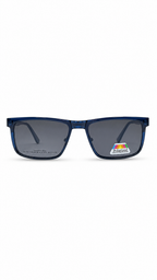 Olive Premium PLE004SP Matte Dark Blue Eyeglasses with Polarized Clip-On Lenses (56mm)