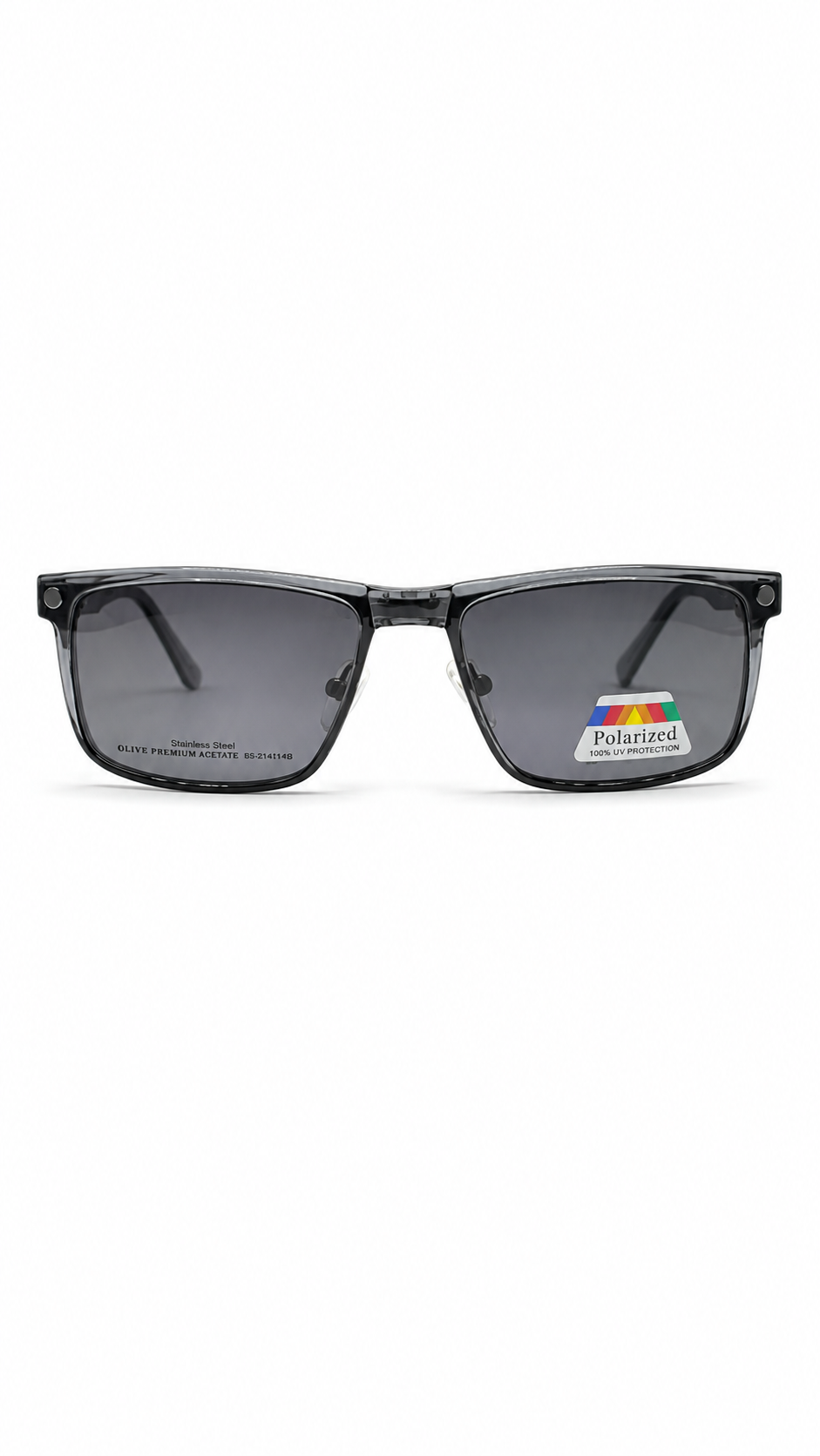 Olive Premium PLE004SP Matte Dark Gunmetal Eyeglasses with Polarized Clip-On Lenses (56mm)