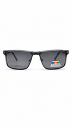 Olive Premium PLE004SP Matte Dark Gunmetal Eyeglasses with Polarized Clip-On Lenses (56mm)