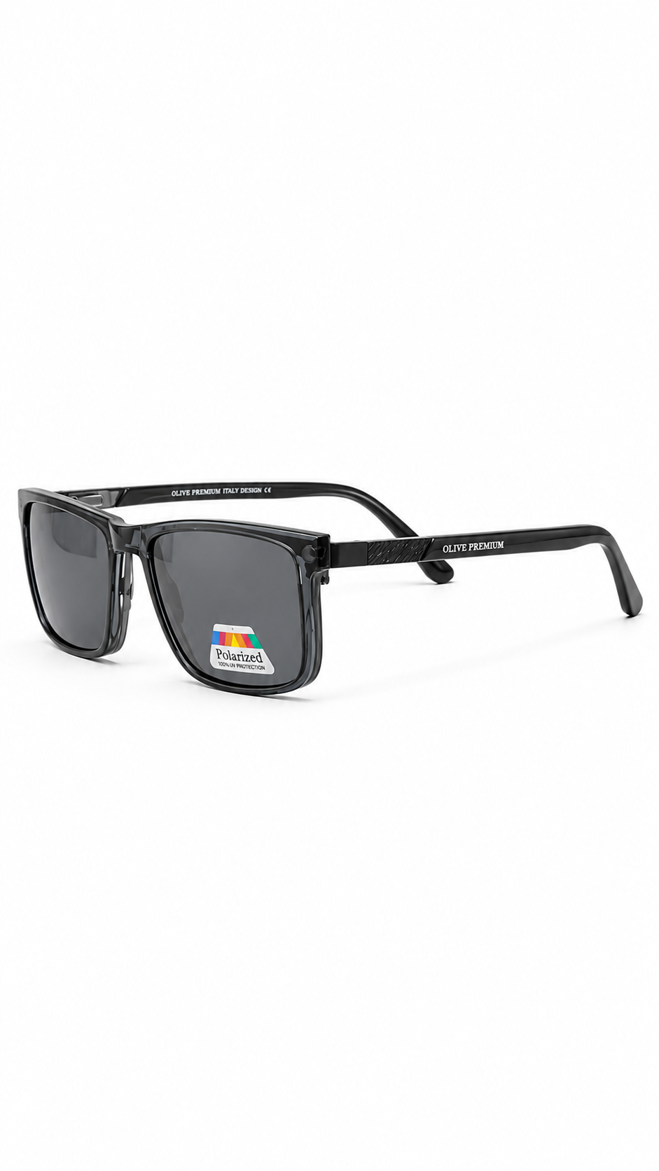 Olive Premium PLE004SP Matte Dark Gunmetal Eyeglasses with Polarized Clip-On Lenses (56mm)