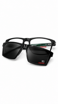 Prada Linea Rossa 5015 Glossy Black Square Optical Frames with Polarized Clip-On Lenses (54mm)
