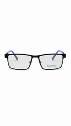 Point 6083 Matte Black & Blue Square Optical Frames with Photochromic Polarized Clip-On (54mm)