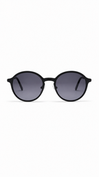 Round Satin Blue Optical Frames with Matte Black Magnetic Clip-On Sunglasses