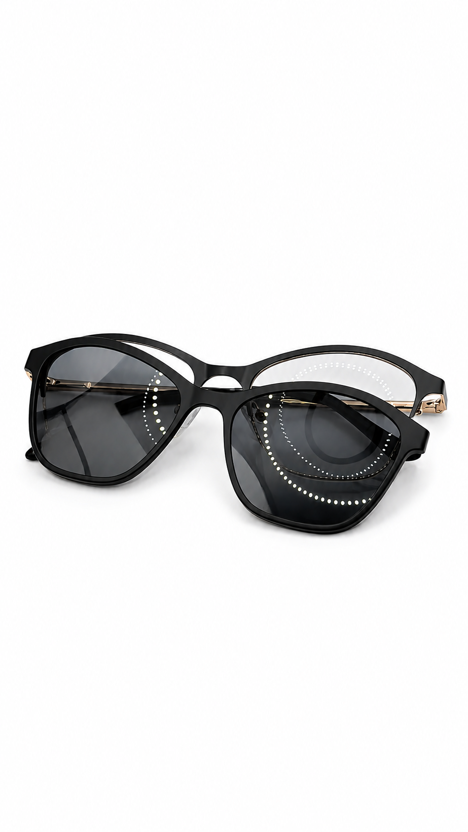 Model 5811 Matte Black & Rose Gold Cat-Eye Eyeglasses with Magnetic Clip-On (53mm)