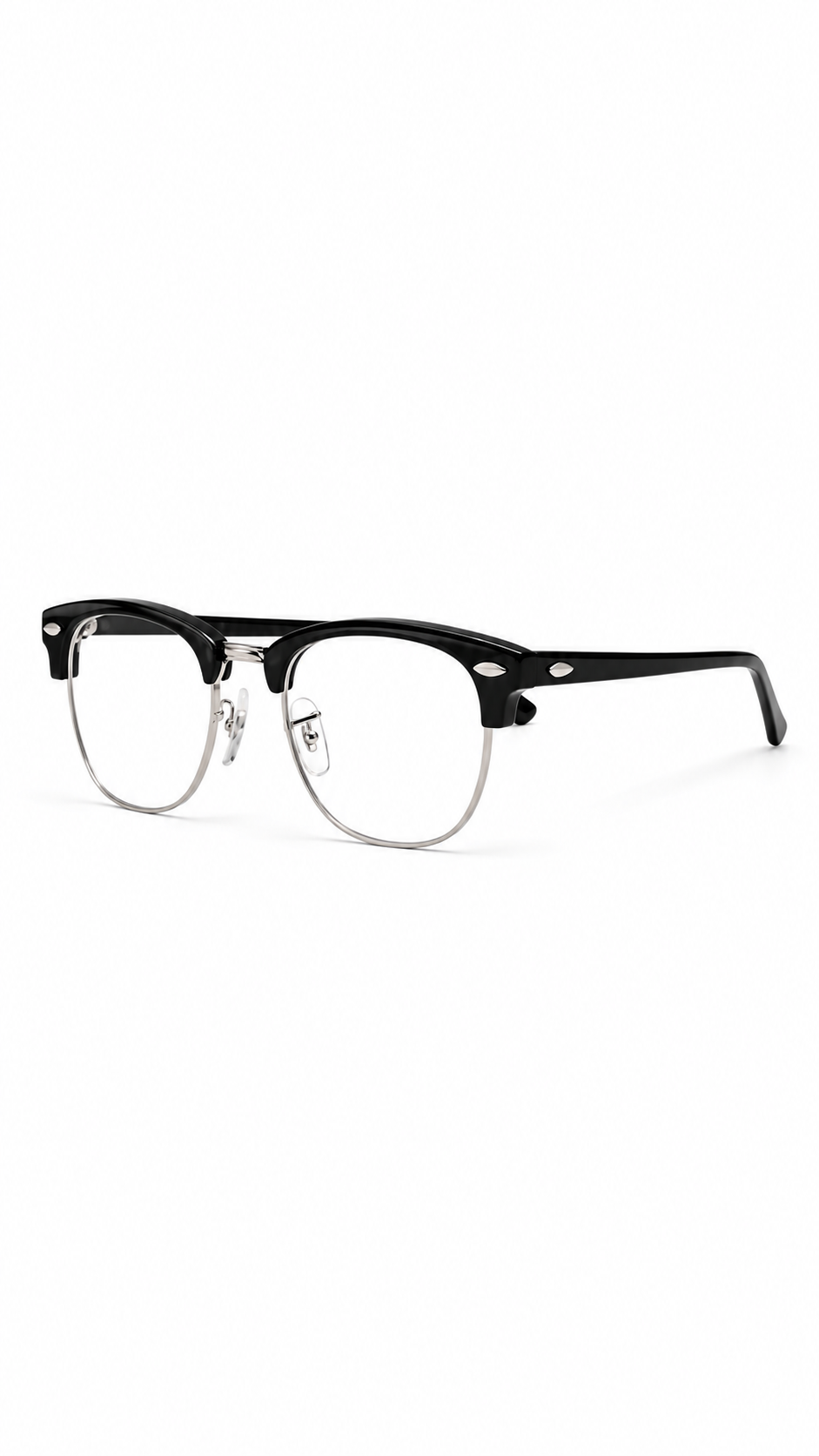 Ray-Ban Clubmaster RB 5154 2000 Polished Black & Silver Browline Optical Frames (51mm)