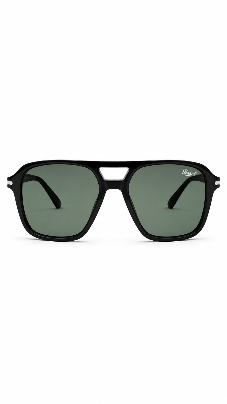 Persol PO3277S Matte Black Navigator Sunglasses with Dark Green Lenses (56mm)