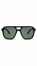 Persol PO3277S Matte Black Navigator Sunglasses with Dark Green Lenses (56mm)