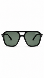 Persol PO3277S Matte Black Navigator Sunglasses with Dark Green Lenses (56mm)