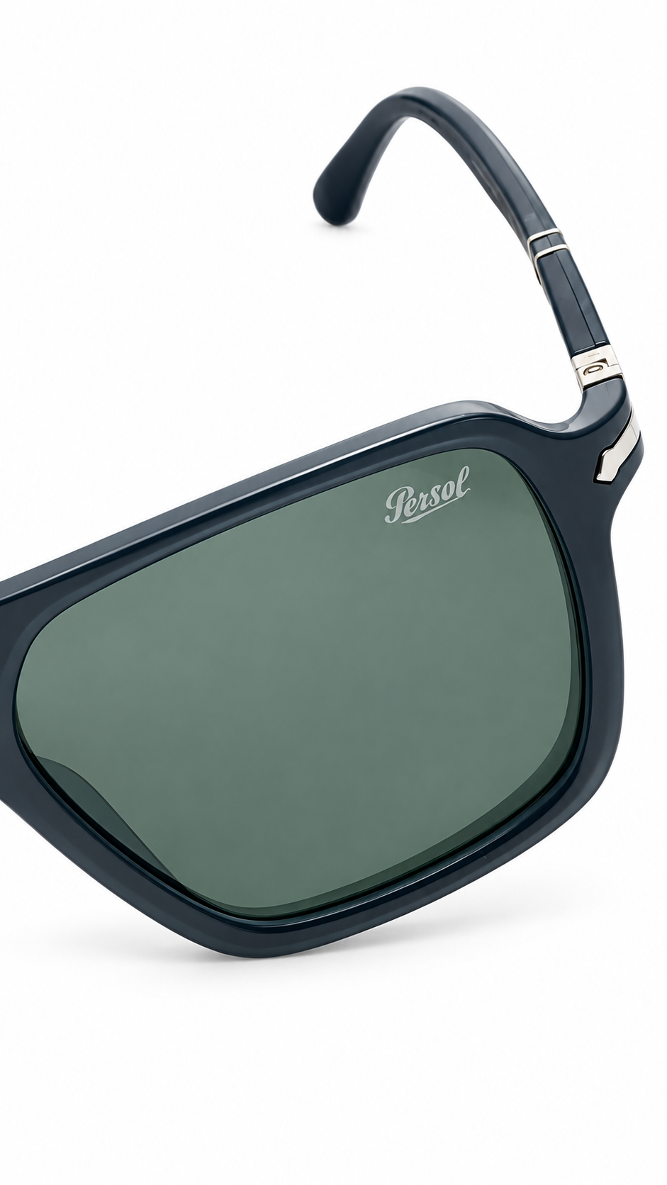 Persol PO3277S Matte Black Navigator Sunglasses with Dark Green Lenses (56mm)
