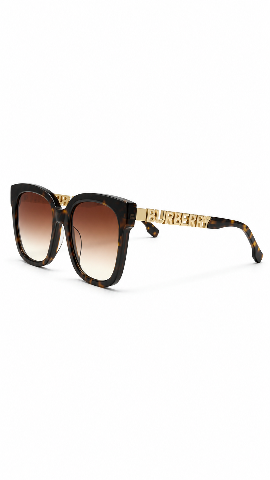 Burberry B 4362 Dark Havana Square Sunglasses with Brown Gradient Lenses (55mm)