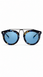 MCM MCM636S Blue Patterned Tortoise Round Sunglasses with Metal Top Bar (52mm)
