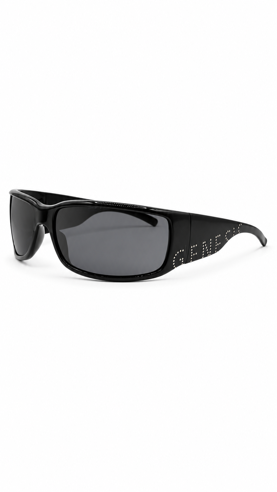 Genesis IRMEL Col. 17 Glossy Black Sport Wrap Sunglasses with Dark Grey Lenses