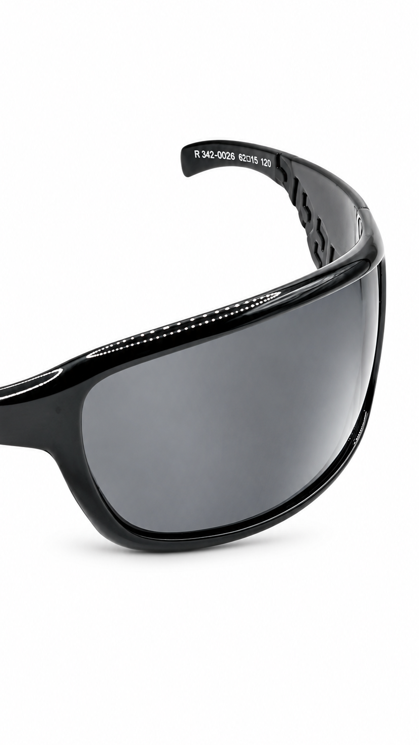 Genesis IRMEL Col. 17 Glossy Black Sport Wrap Sunglasses with Dark Grey Lenses