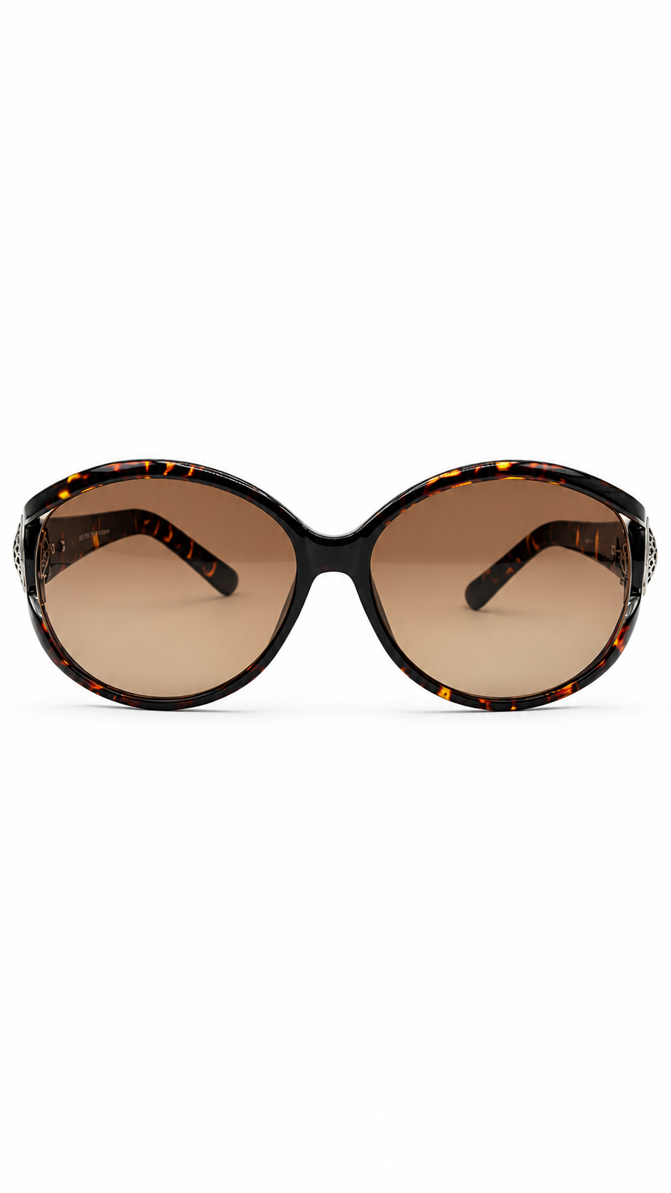 KS-1706 Dark Tortoiseshell Oversized Round Sunglasses with Silver Metal Hinge Accents (59mm)