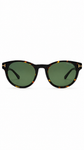 Tom Ford TF0522 Dark Tortoiseshell Round Sunglasses with Green Lenses (51mm)