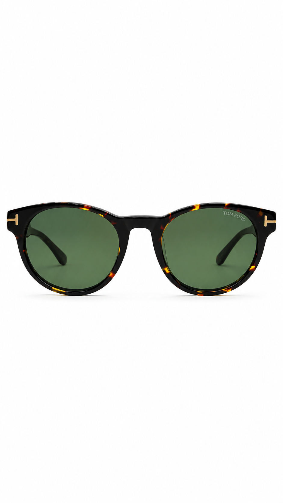 Tom Ford TF0522 Dark Tortoiseshell Round Sunglasses with Green Lenses (51mm)