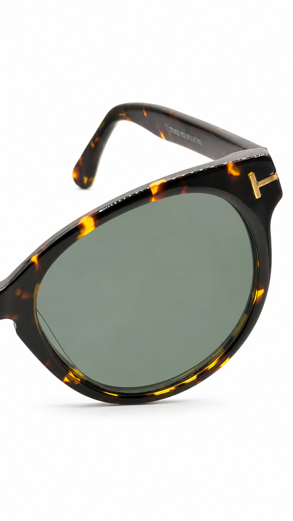 Tom Ford TF0522 Dark Tortoiseshell Round Sunglasses with Green Lenses (51mm)