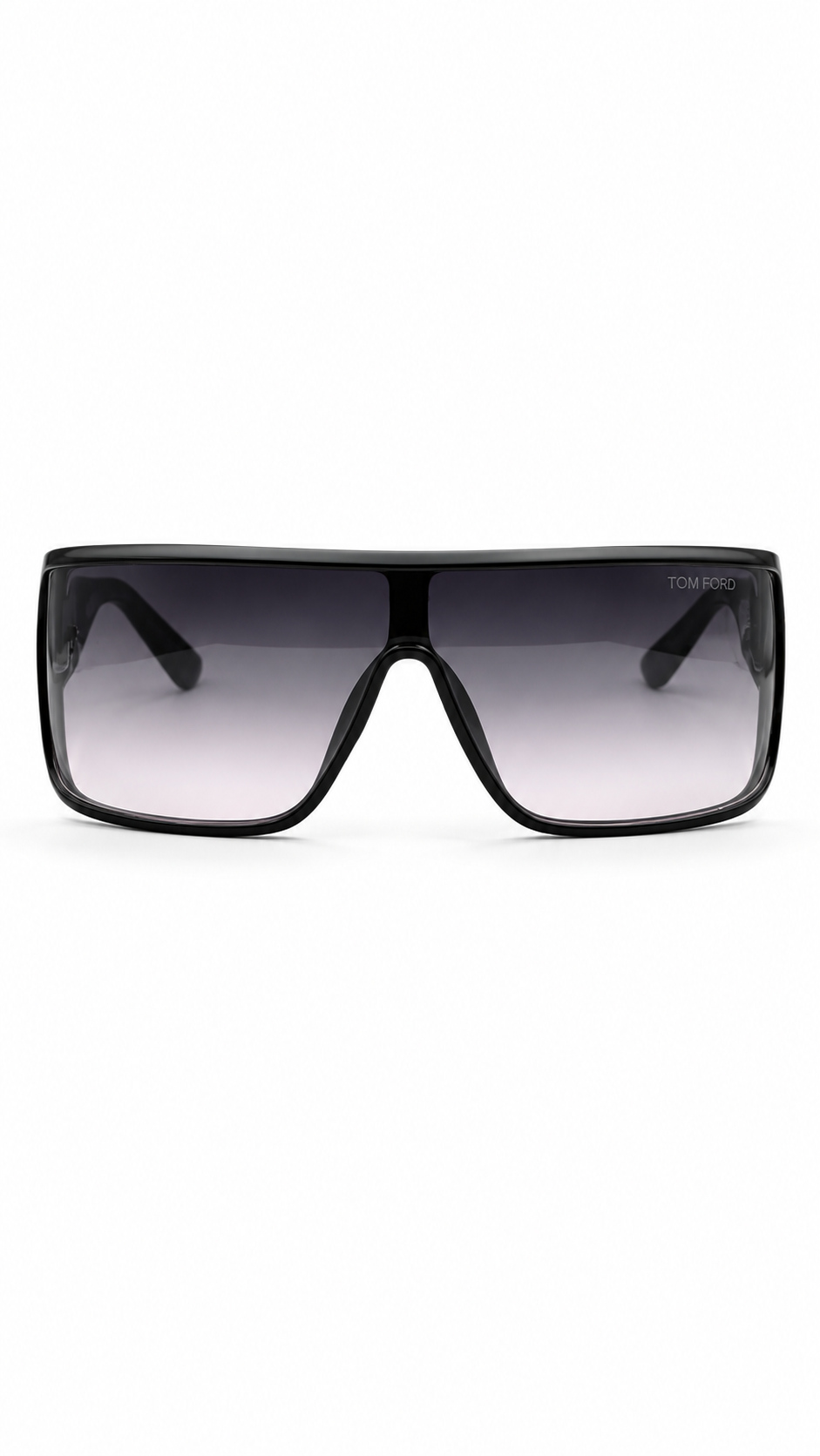 Tom Ford 1028 Matte Black Flat-Top Shield Sunglasses with Gradient Lenses