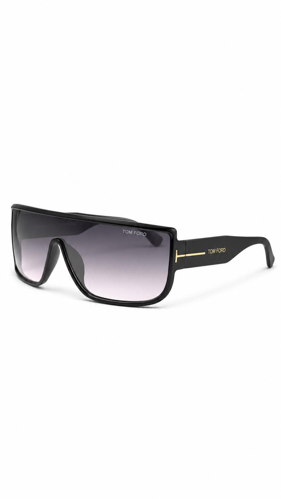 Tom Ford 1028 Matte Black Flat-Top Shield Sunglasses with Gradient Lenses