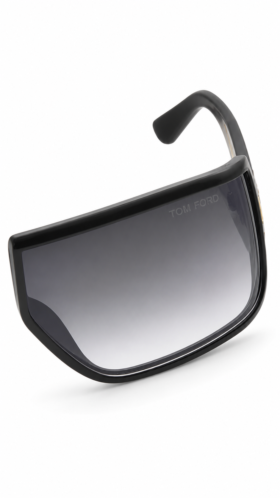 Tom Ford 1028 Matte Black Flat-Top Shield Sunglasses with Gradient Lenses