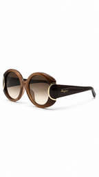 Salvatore Ferragamo SF811SA Signature Gradient Brown Round Sunglasses (54mm)