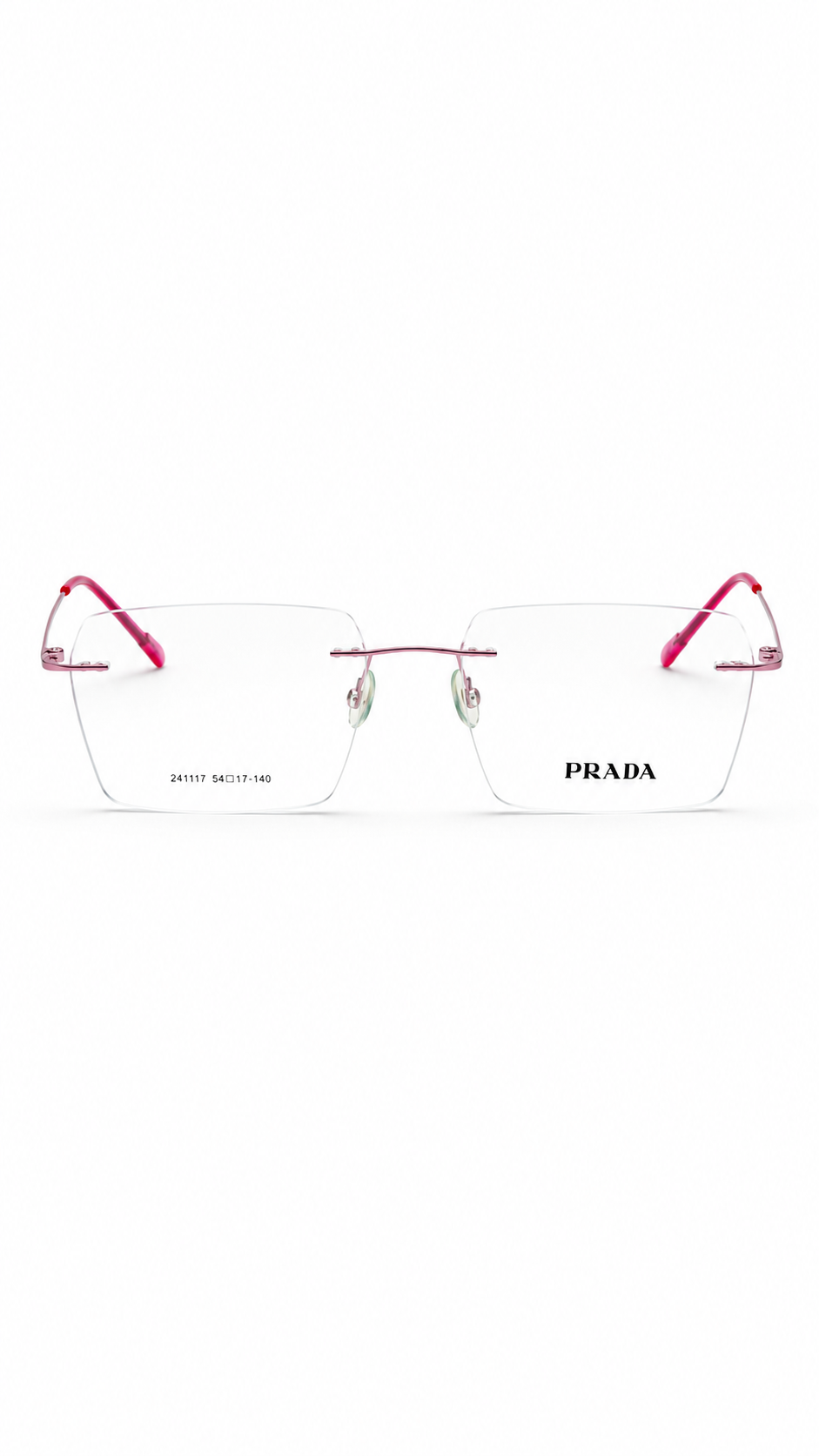 Prada 241117 Metallic Pink Rimless Square Eyeglasses (54mm)