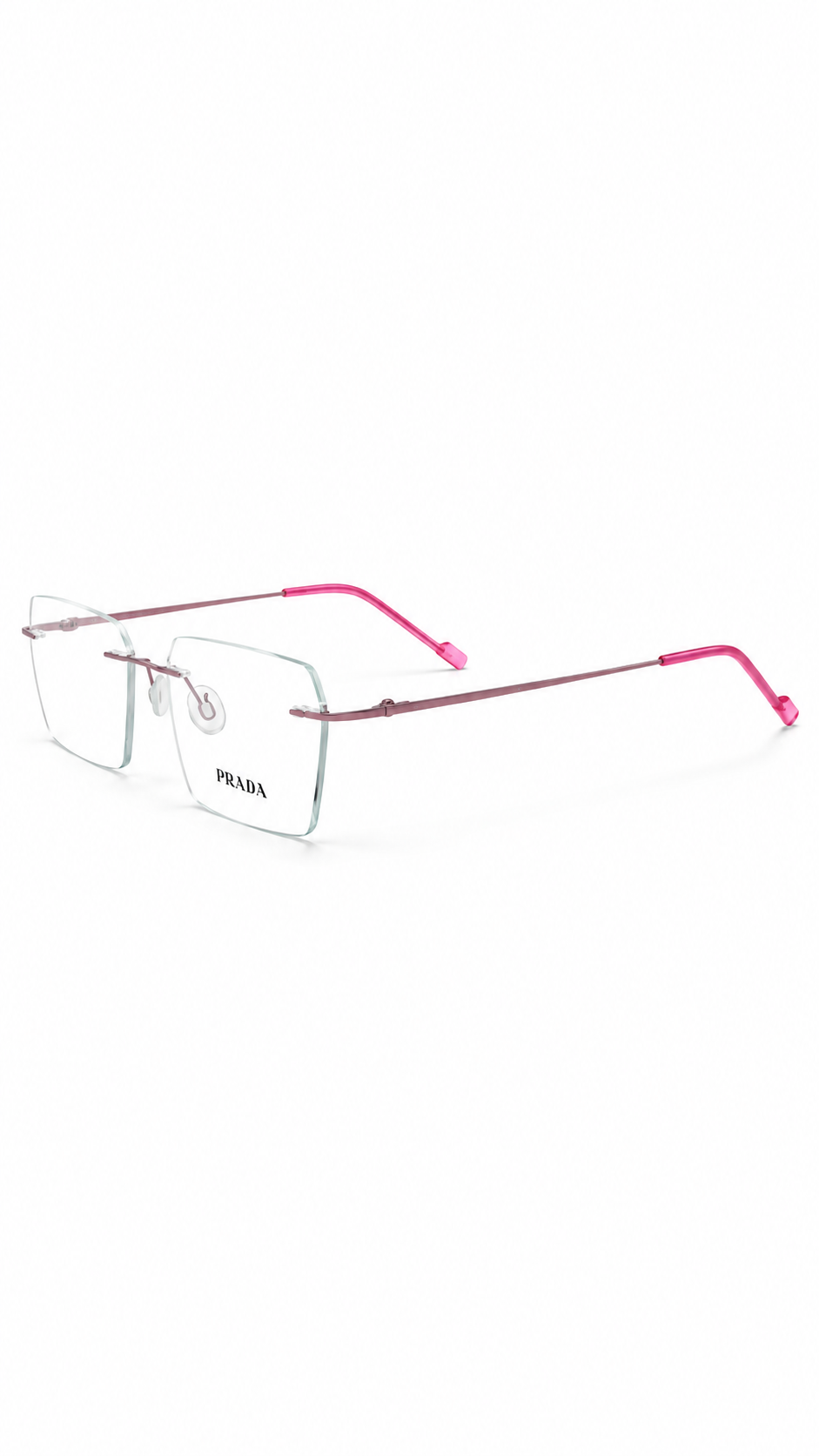 Prada 241117 Metallic Pink Rimless Square Eyeglasses (54mm)