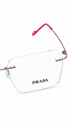 Prada 241117 Metallic Pink Rimless Square Eyeglasses (54mm)