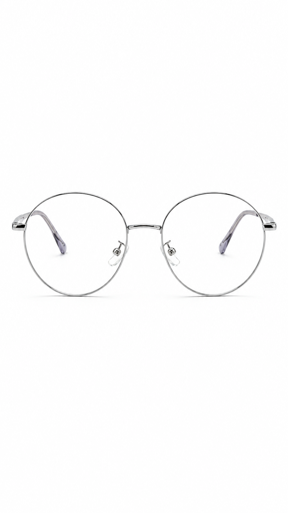 Silver Metal Round Wire Eyeglasses – Retro Oversized Optical Frame