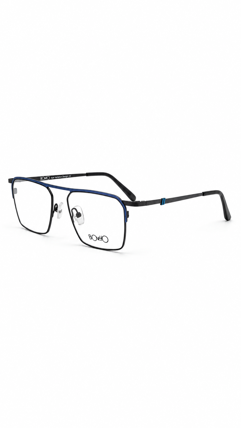 Bovélo par Variation Design 459 GR Black & Blue Rectangular Eyeglasses (55mm)