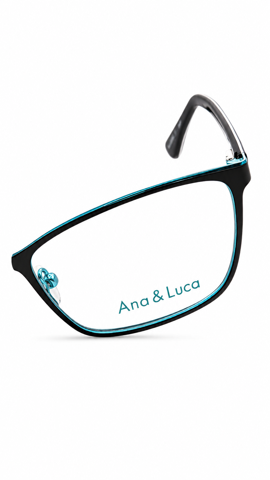 Ana & Luca STEFANIA BLU Black Teal Rectangular Women's Eyeglasses (54mm)