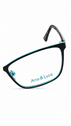 Ana & Luca STEFANIA BLU Black Teal Rectangular Women's Eyeglasses (54mm)