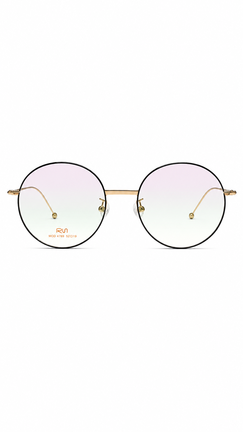 RN MOD 4769 Black & Rose Gold Round Wire Eyeglasses (52mm)