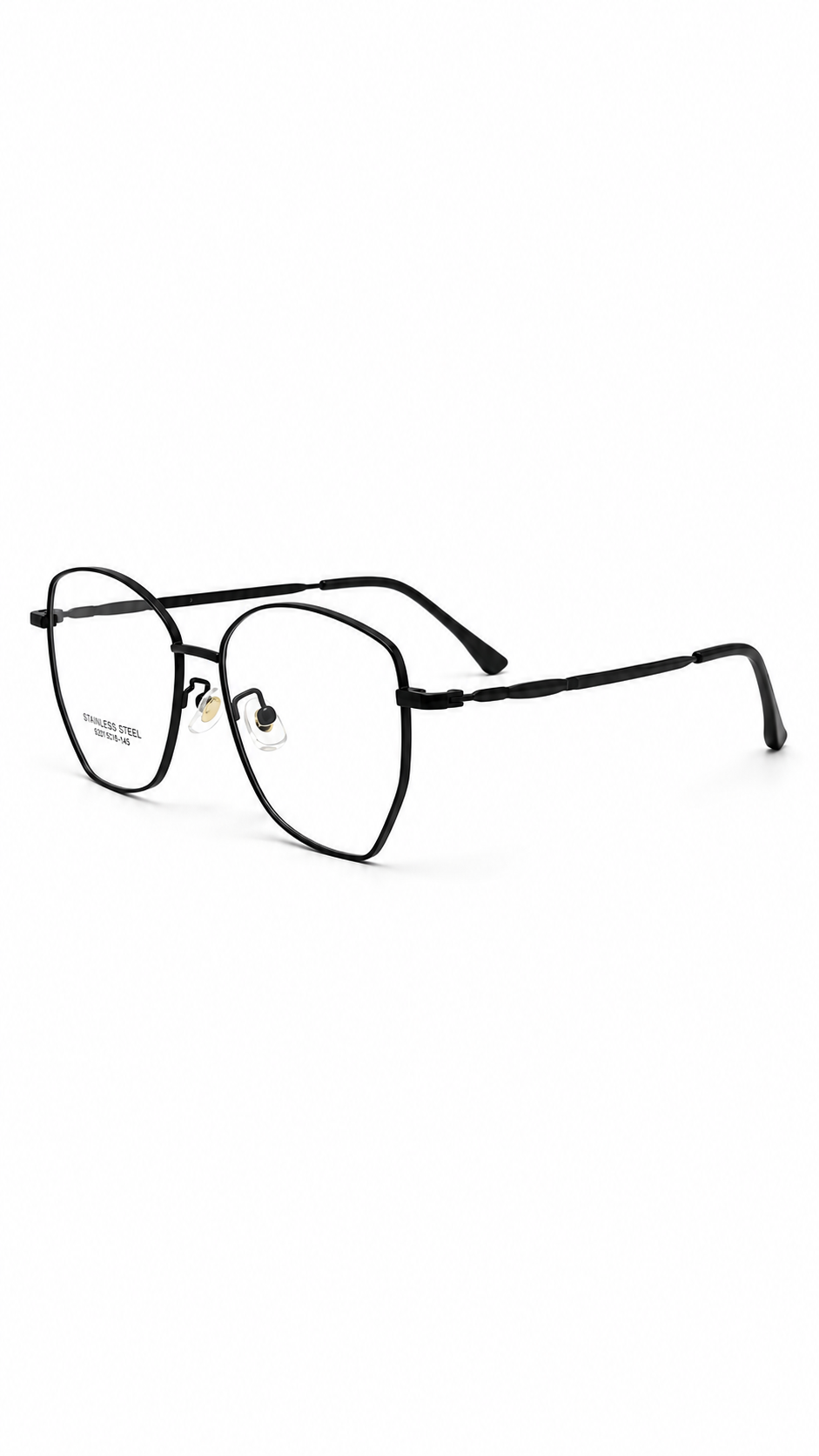 Beta-Titanium 8272 Matte Black Geometric Polygon Eyeglasses (55mm)