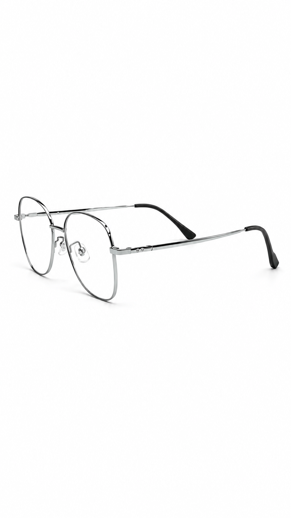 Beta-Titanium 8351 Silver & Black Geometric Polygon Eyeglasses (55mm)