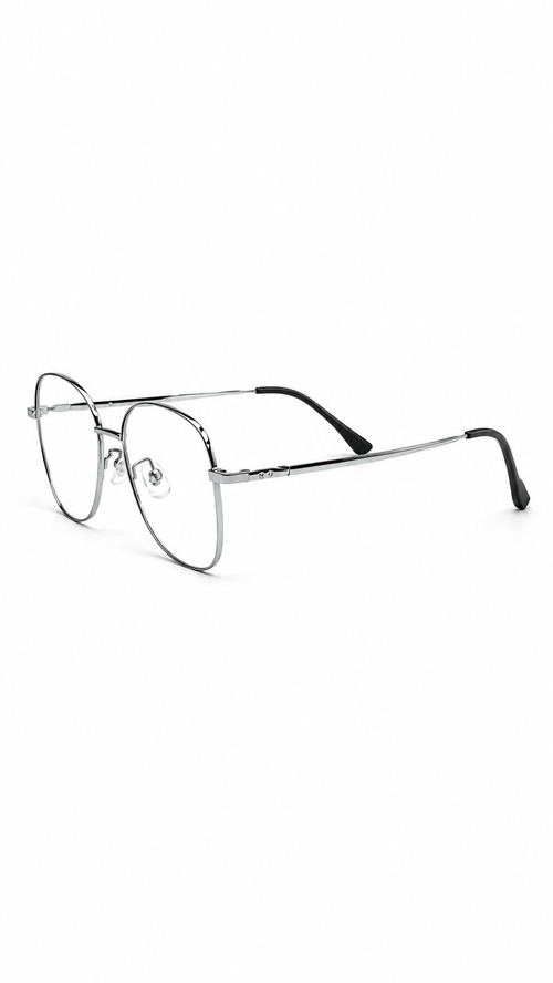 Beta-Titanium 8351 Silver & Black Geometric Polygon Eyeglasses (55mm)