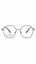 Beta-Titanium 8351 Silver & Black Geometric Polygon Eyeglasses (55mm)
