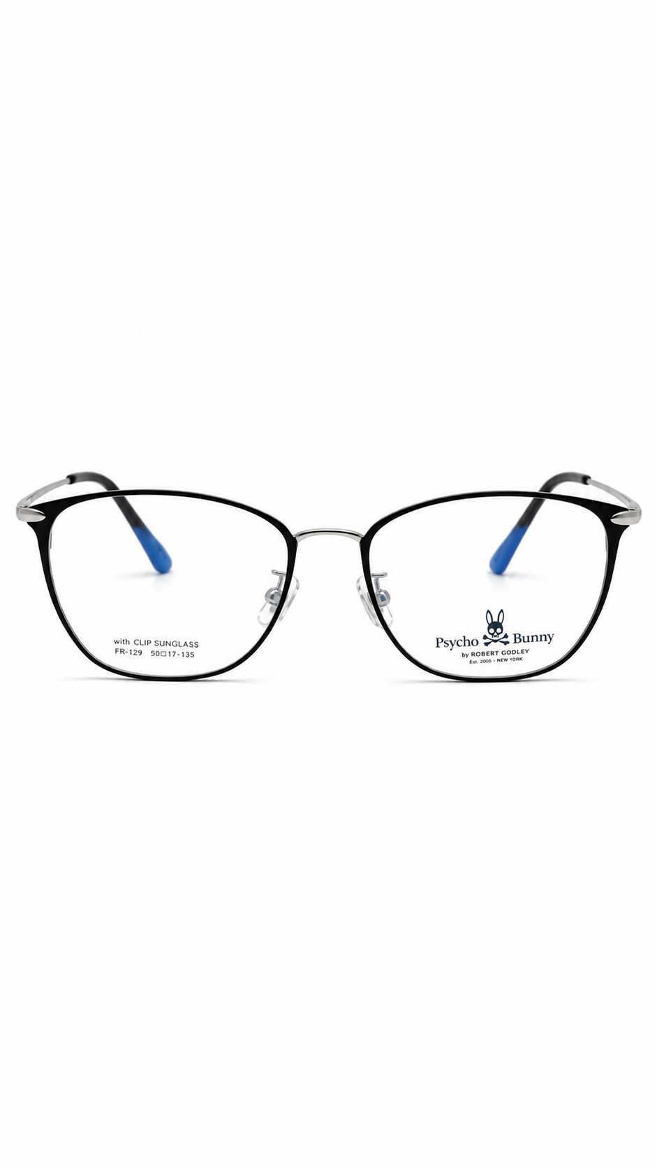 Psycho Bunny PB-229 Black & Silver Square Men's Eyeglasses (53mm)
