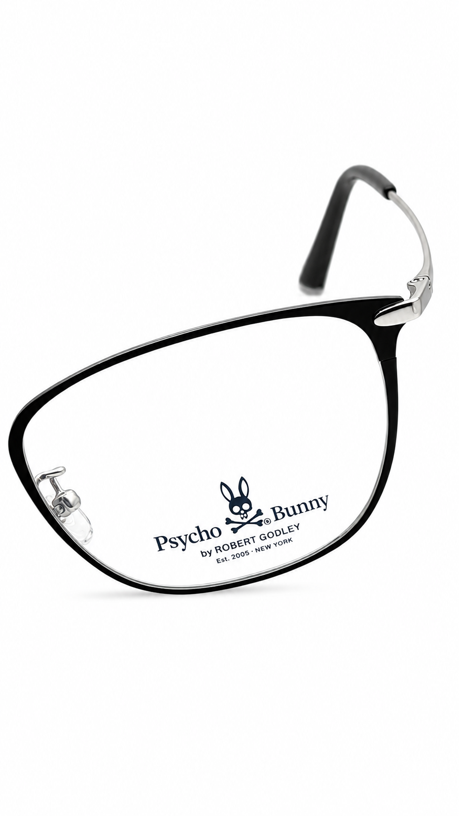 Psycho Bunny PB-229 Black & Silver Square Men's Eyeglasses (53mm)