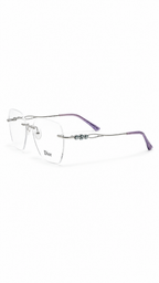 Dior A4013 Silver Rhinestone Rimless Geometric Eyeglasses (53mm)