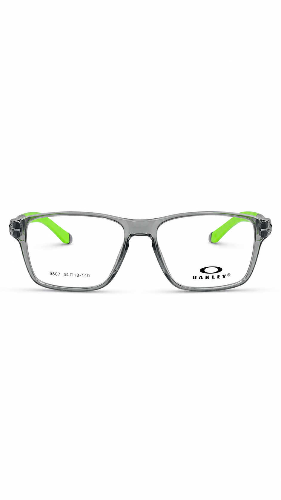 Oakley 9807 Translucent Smoke Grey & Neon Green Rectangular Eyeglasses (54mm)