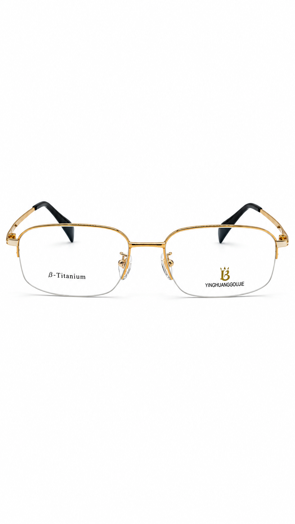 YINGHUANGBOJUE 6642 C1 Gold Beta-Titanium Half-Rim Eyeglasses (56mm)