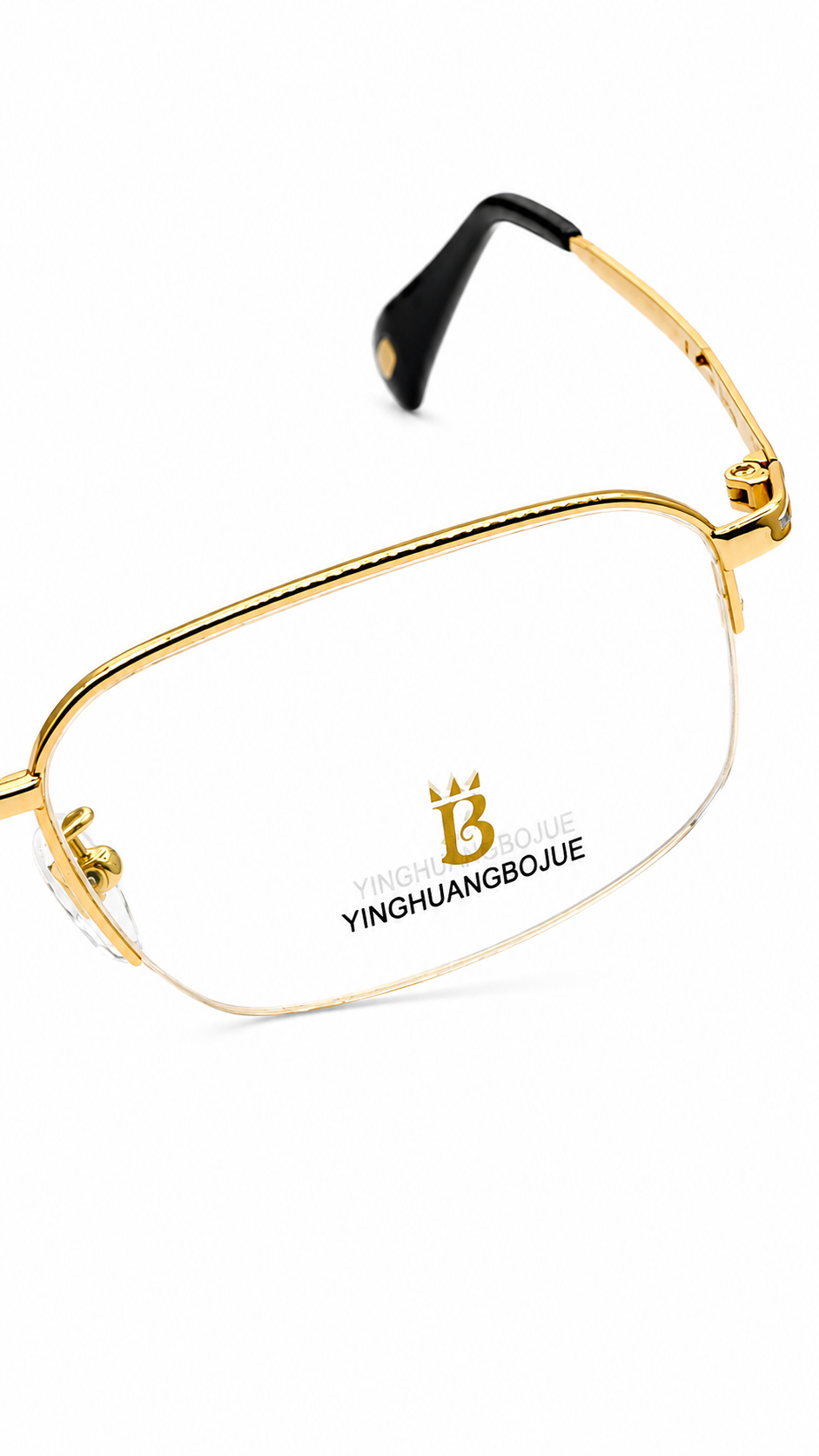 YINGHUANGBOJUE 6642 C1 Gold Beta-Titanium Half-Rim Eyeglasses (56mm)