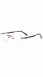 HD1013 C2 Dark Brown Rimless Rectangular Eyeglasses (54mm)