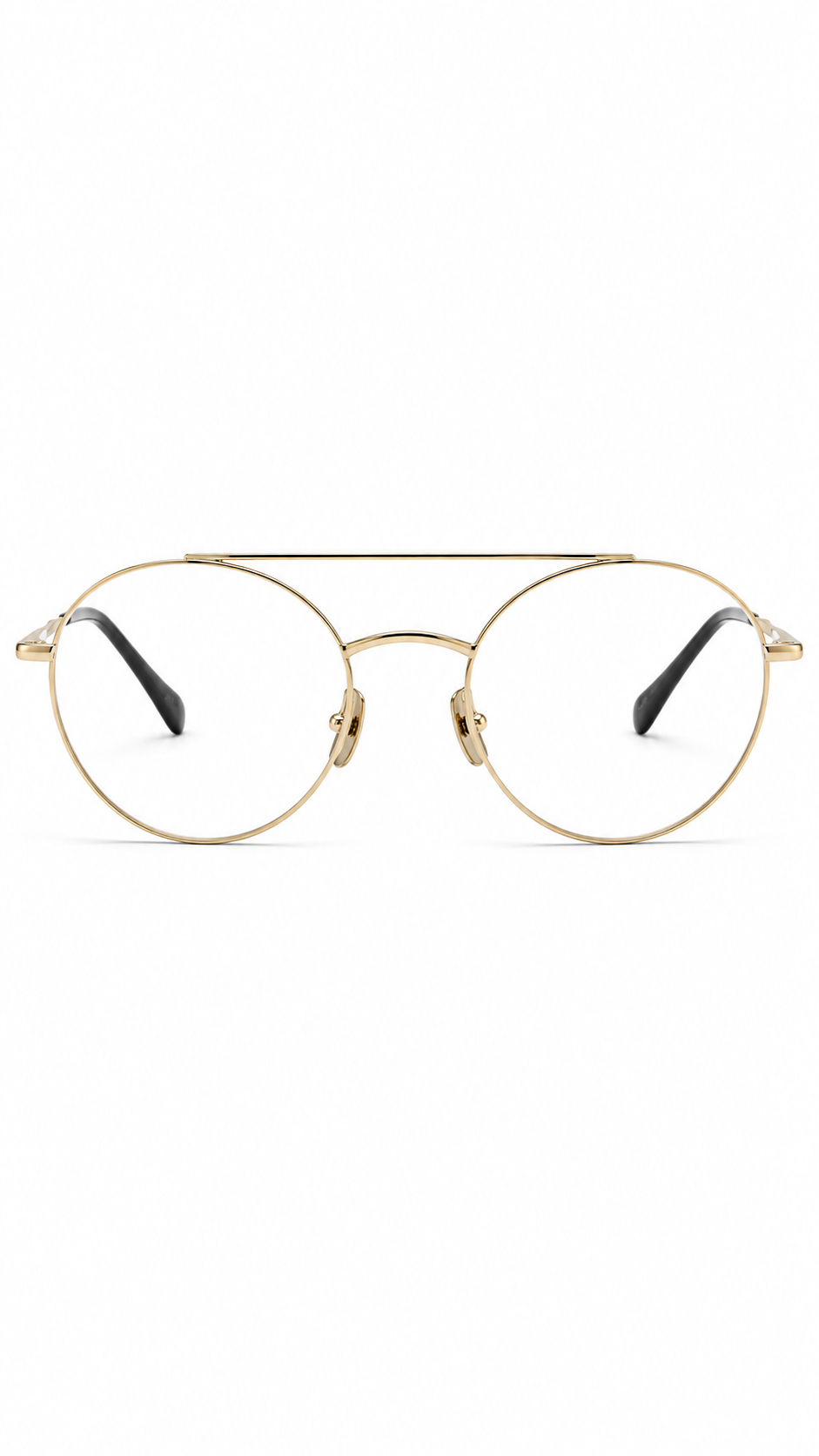 MA0002-300200-101 Gold Double-Bridge Round Aviator Eyeglasses