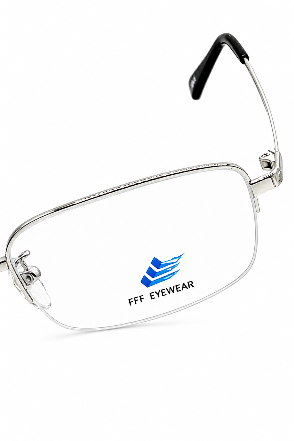FFF Eyewear B-5001 Silver Rubber Titanium Half-Rim Eyeglasses (53mm)