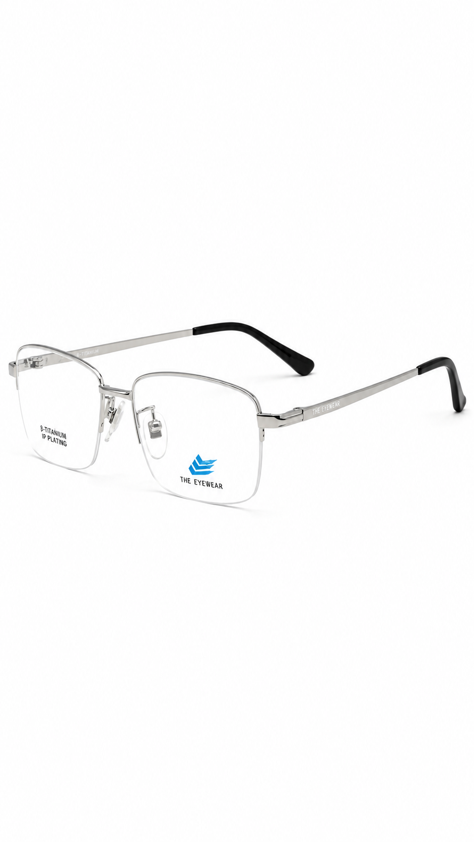 FFF Eyewear B-5001 Silver Rubber Titanium Half-Rim Eyeglasses (53mm)