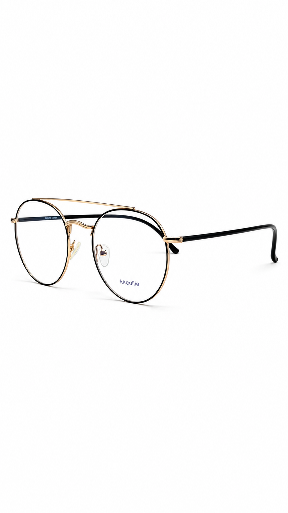 kkeullie K-812 Rose Gold & Black Double-Bridge Round Eyeglasses (51mm)
