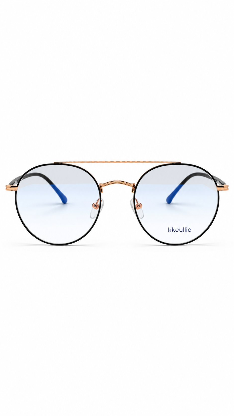 kkeullie K-812 Rose Gold & Black Double-Bridge Round Eyeglasses (51mm)