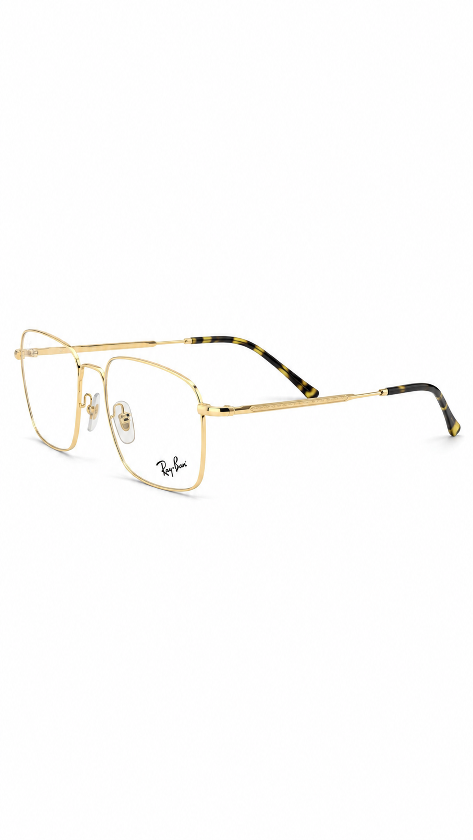 Ray-Ban RB 6434 2500 Gold Double-Bridge Navigator Eyeglasses (55mm)